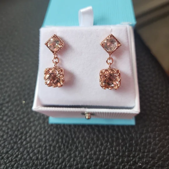 5.50 ct natural morganite dangle earrings. Brand new never worn! - Picture 3 of 5